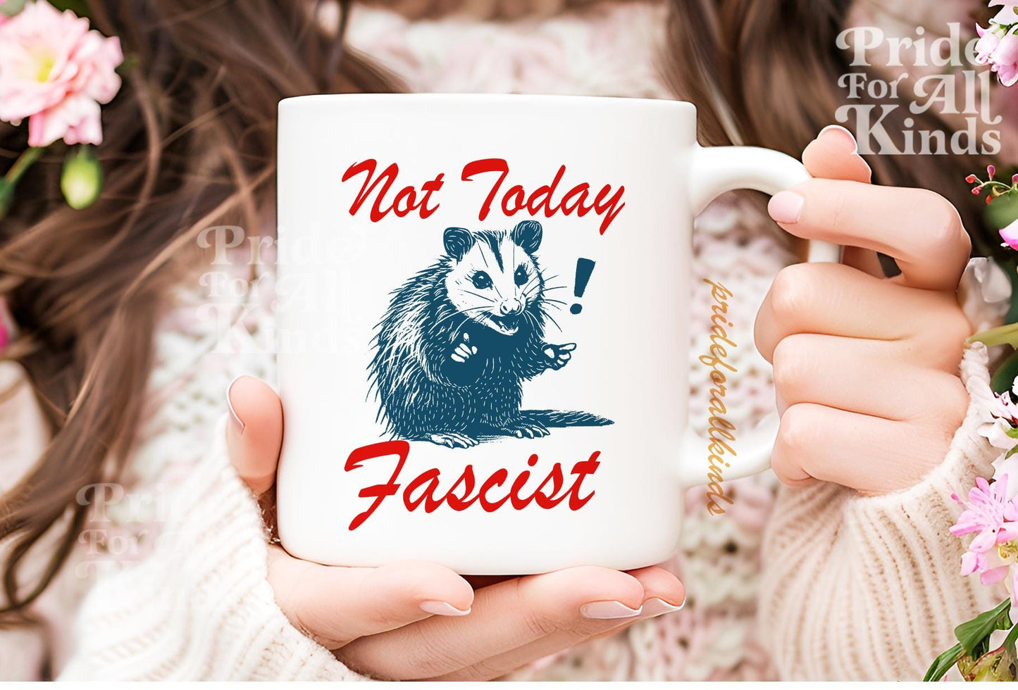 Not today fascist | feminist mug | liberal mug | anti fascism | anti capitalism | leftist gift | anti trump coffee mug | feminist coffee |