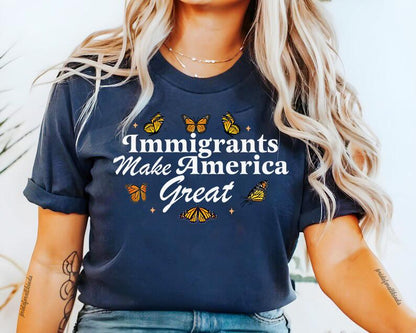 Immigrants Make America Great | America was built by immigrants | anti racism | anti fascism | anti capitalist | no one is illegal | leftist