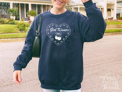 girl kisser shirt | lesbian sweatshirt | subtle lesbian | subtle bisexual | lesbian fashion | subtle pride shirt | pansexual | queer pride