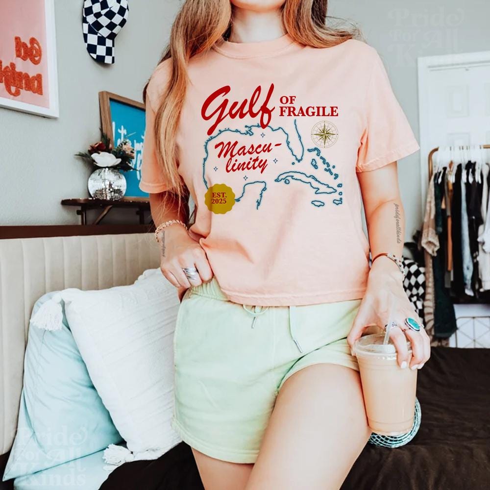 Gulf of fragile masculinity crop top | feminist crop top | gulf of mexico crop | pro immigrant | anti fascism | anti capitalist | liberal