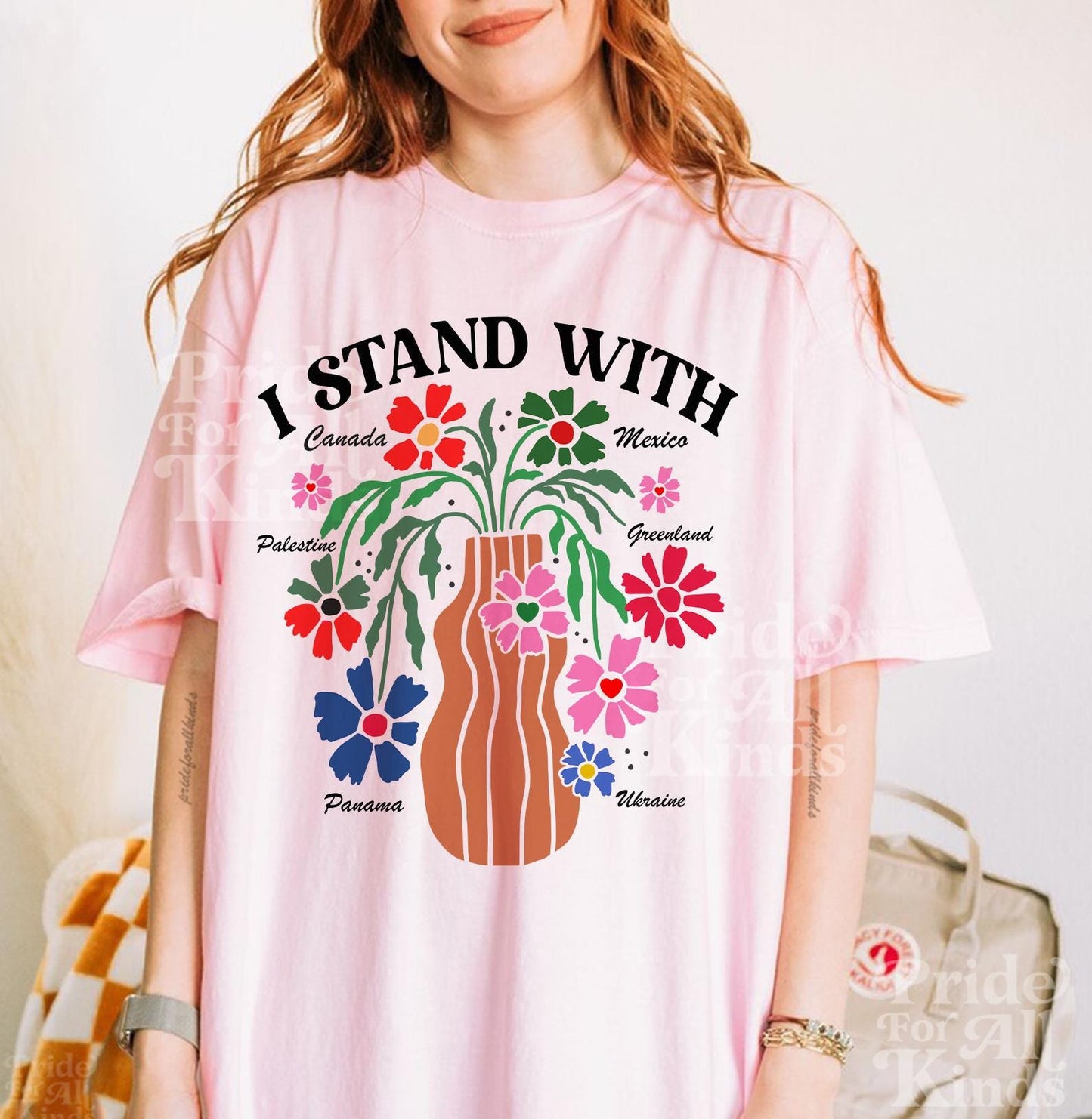 I stand with Canada Greenland Mexico Panama Gaza Ukraine  | Comfort Colors | Support Ukraine | Palestine | liberal tshirt | anti fascism