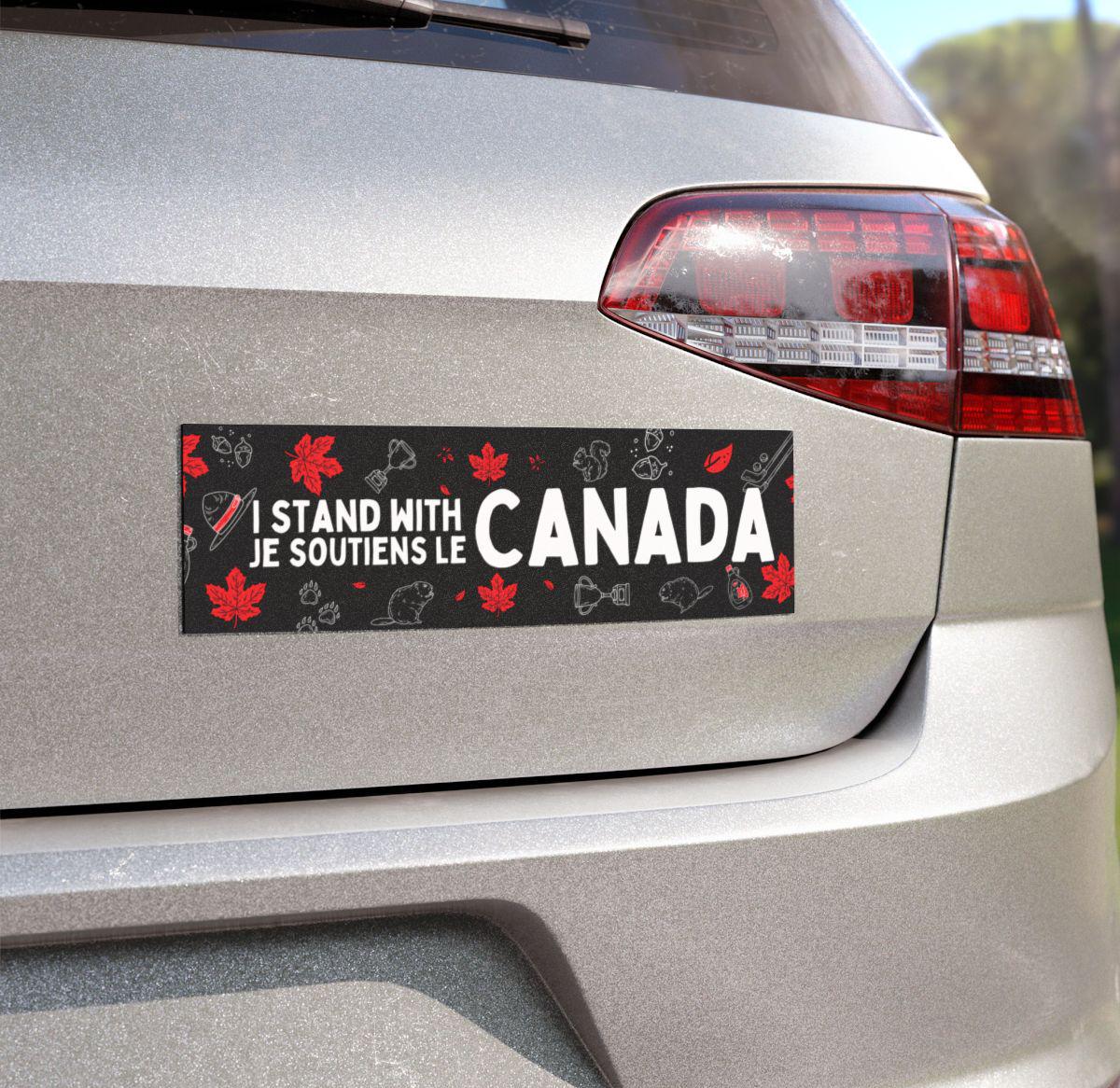 I stand with Canada | Je soutiens le Canada Sticker Car Magnet | car magnet liberal | feminist sticker | political car magnet canada sticker