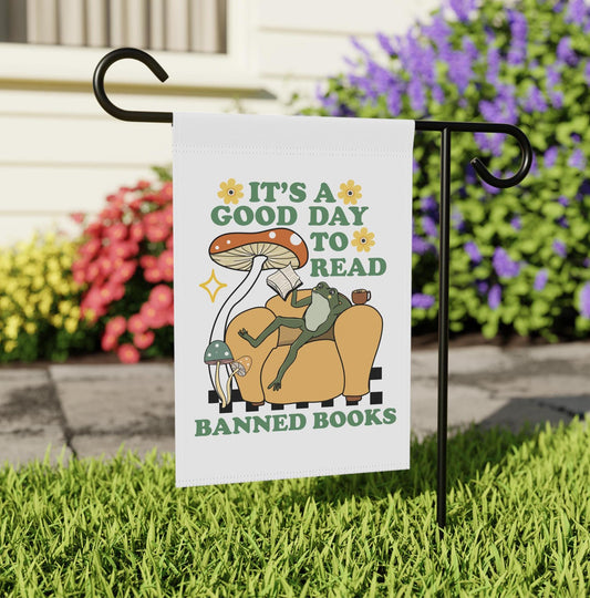 Read banned books garden flag | banned books sign | liberal garden flag | leftist garden flag | liberal feminist human rights | resist flag