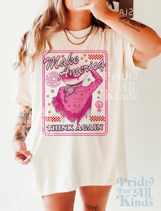 Make america think again shirt | no kings in america | no kings no tyrant| anti capitalist | anti fascism liberal tshirt | liberal feminist