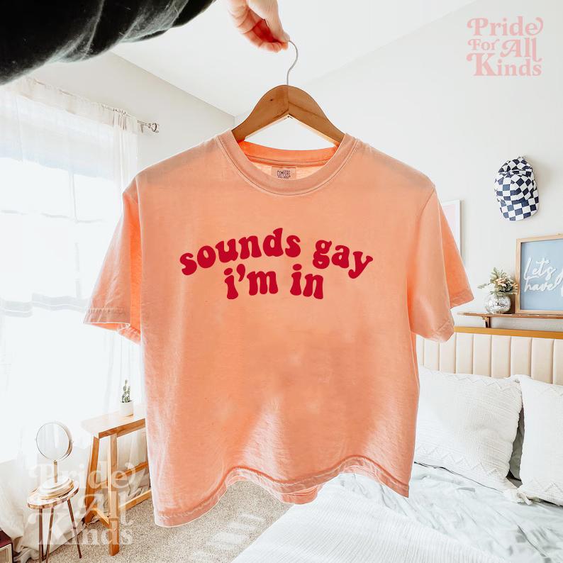 Sounds gay i&#39;m in | pride crop top | gay crop top | funny lesbian | nonbinary shirt | trans art | bisexual crop top  | pride merch |