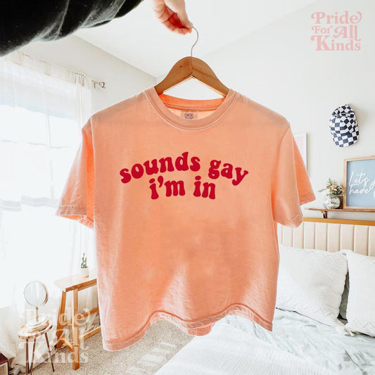 Sounds gay i&#39;m in | pride crop top | gay crop top | funny lesbian | nonbinary shirt | trans art | bisexual crop top  | pride merch |