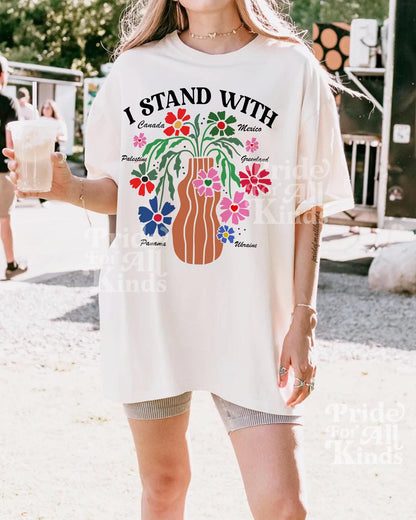 I stand with Canada Greenland Mexico Panama Gaza Ukraine  | Comfort Colors | Support Ukraine | Palestine | liberal tshirt | anti fascism