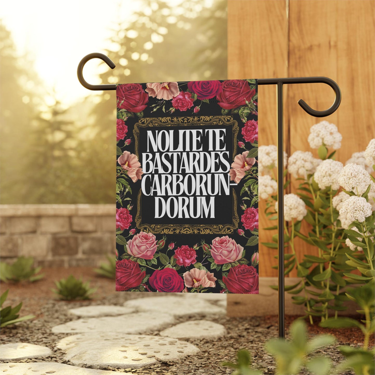 Nolite te bastardes carborundorum flag | don't let the b*stards grind you down | resist flag | democrat garden sign | liberal feminist |