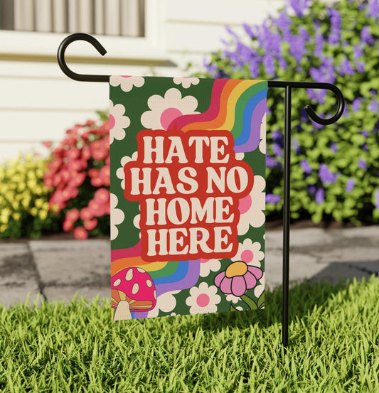 Hate has no home here garden flag | pride garden flag | liberal feminist human rights | in this house flag | democrat yard sign | leftist