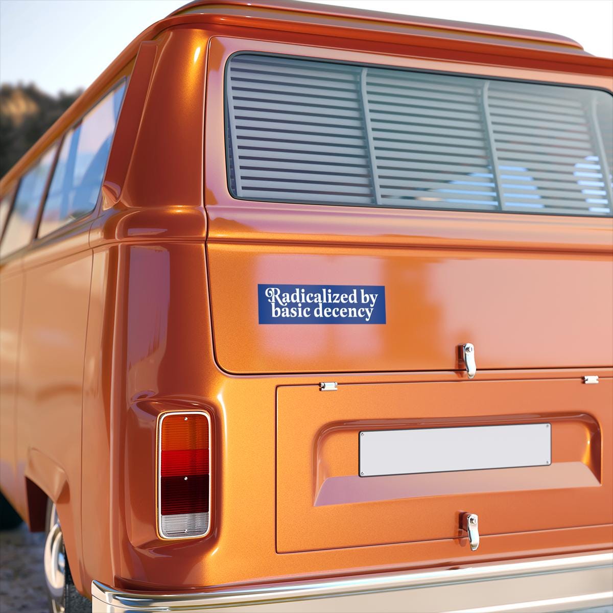 Radicalized by basic decency car magnet or bumper sticker | political car magnet | car magnet liberal | radical empathy | leftist gift | fdt
