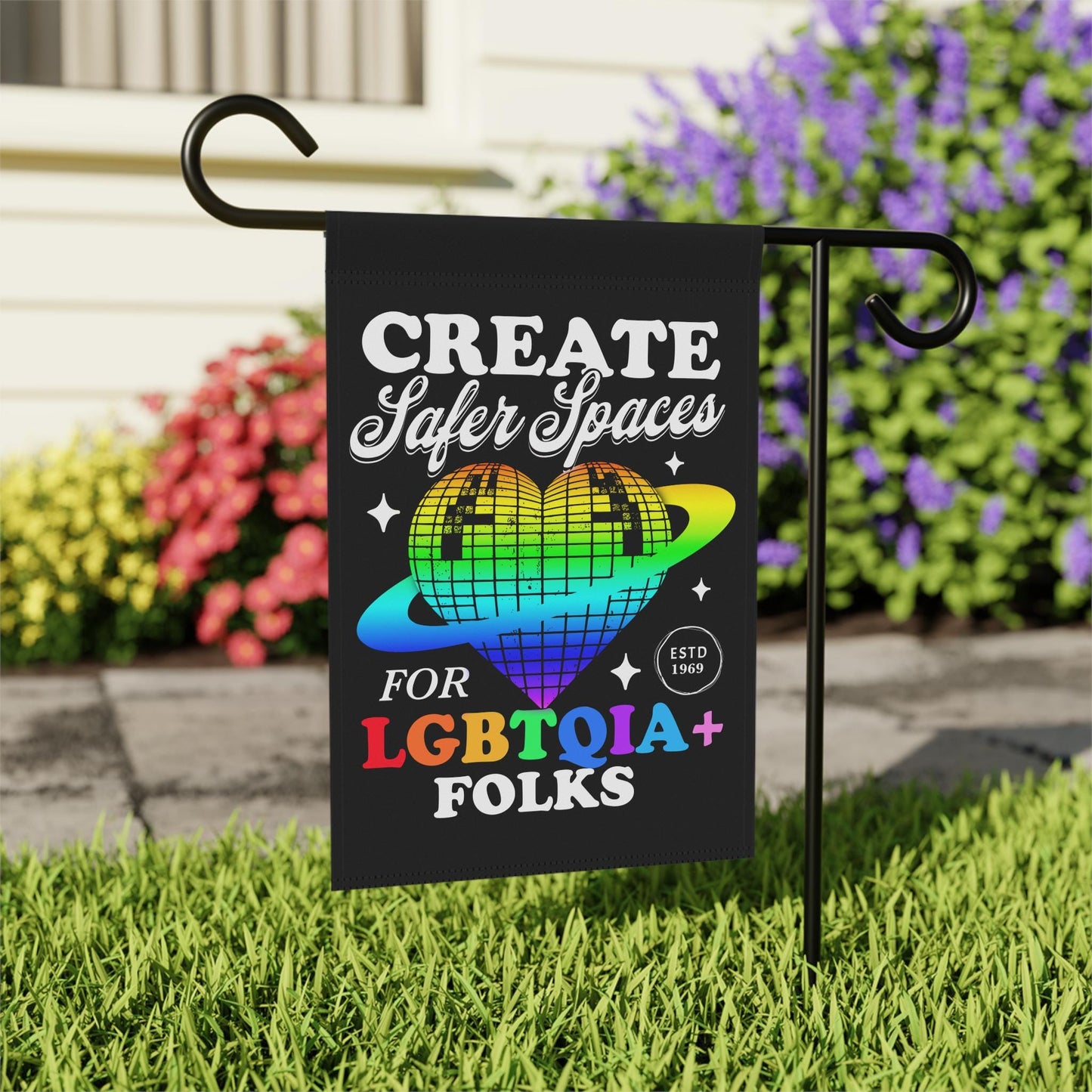 pride garden flag | trans flag | gay pride flag | lgbt pride flag | lesbian flag | Create safer spaces | protect queer youth | trans kids