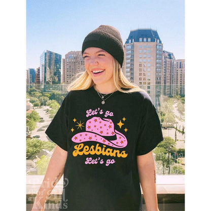 let's go lesbians let's go | lesbian pride shirt | lesbian cowboy | lesbian top | lesbian fashion | funny lesbian shirt | sapphic pride |