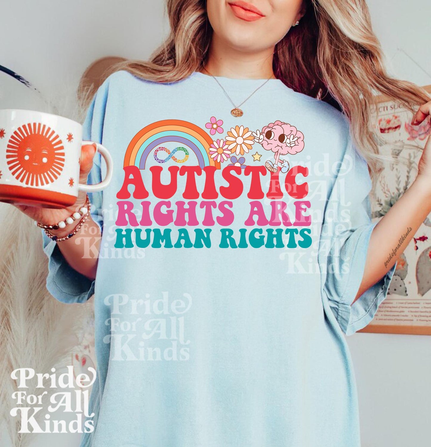 Comfort Colors Autistic rights are human rights | autism is not a disease | autism is not an epidemic | autism mama | audhd | bcba shirt