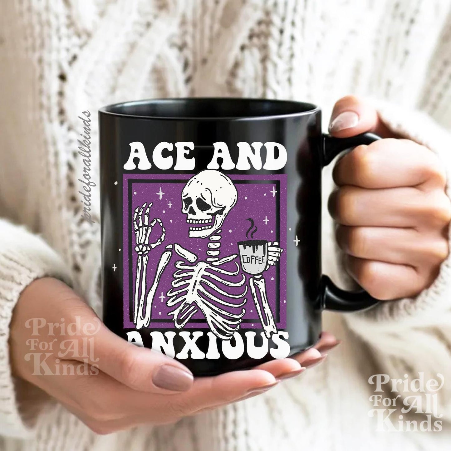 Ace and anxious mug | asexual mug | asexual gifts | aroace pride | lgbt pride mug | ace pride mug | ace pride gift | funny asexual | anxiety