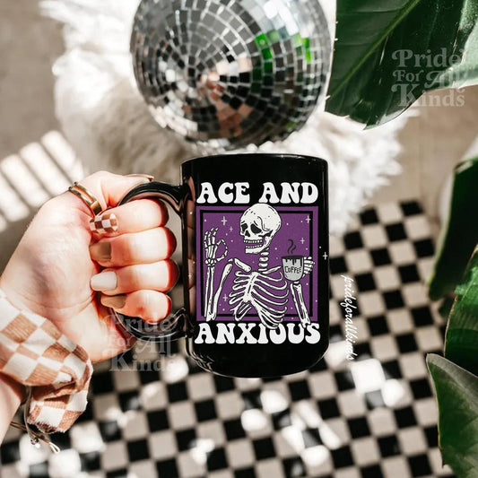 Ace and anxious mug | asexual mug | asexual gifts | aroace pride | lgbt pride mug | ace pride mug | ace pride gift | funny asexual | anxiety