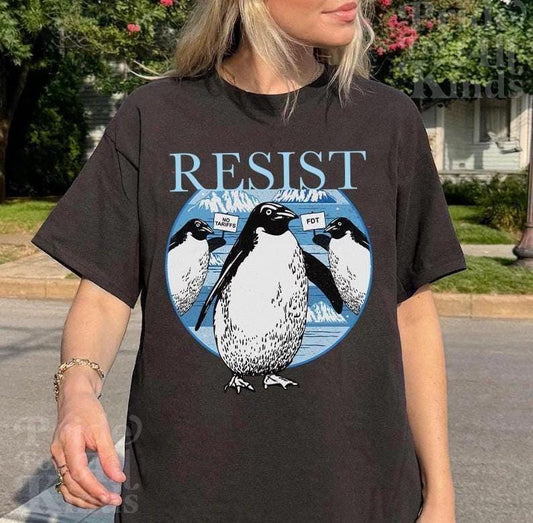 Resist shirt | penguins against tariffs | penguins against trump | fight fascism | fdt | inflation shirt | anti capitalist | social justice
