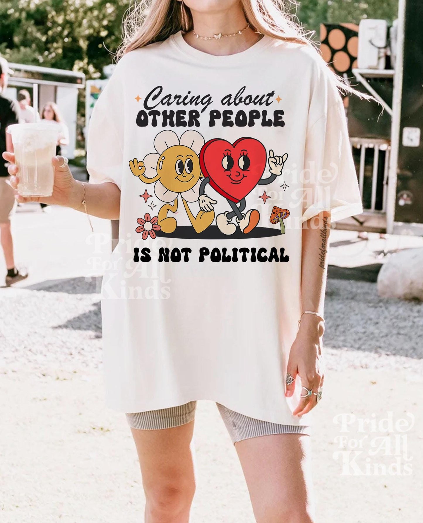 Caring about other people is not political | comfort colors | liberal feminist human rights | social justice | resist tshir | fight fascism