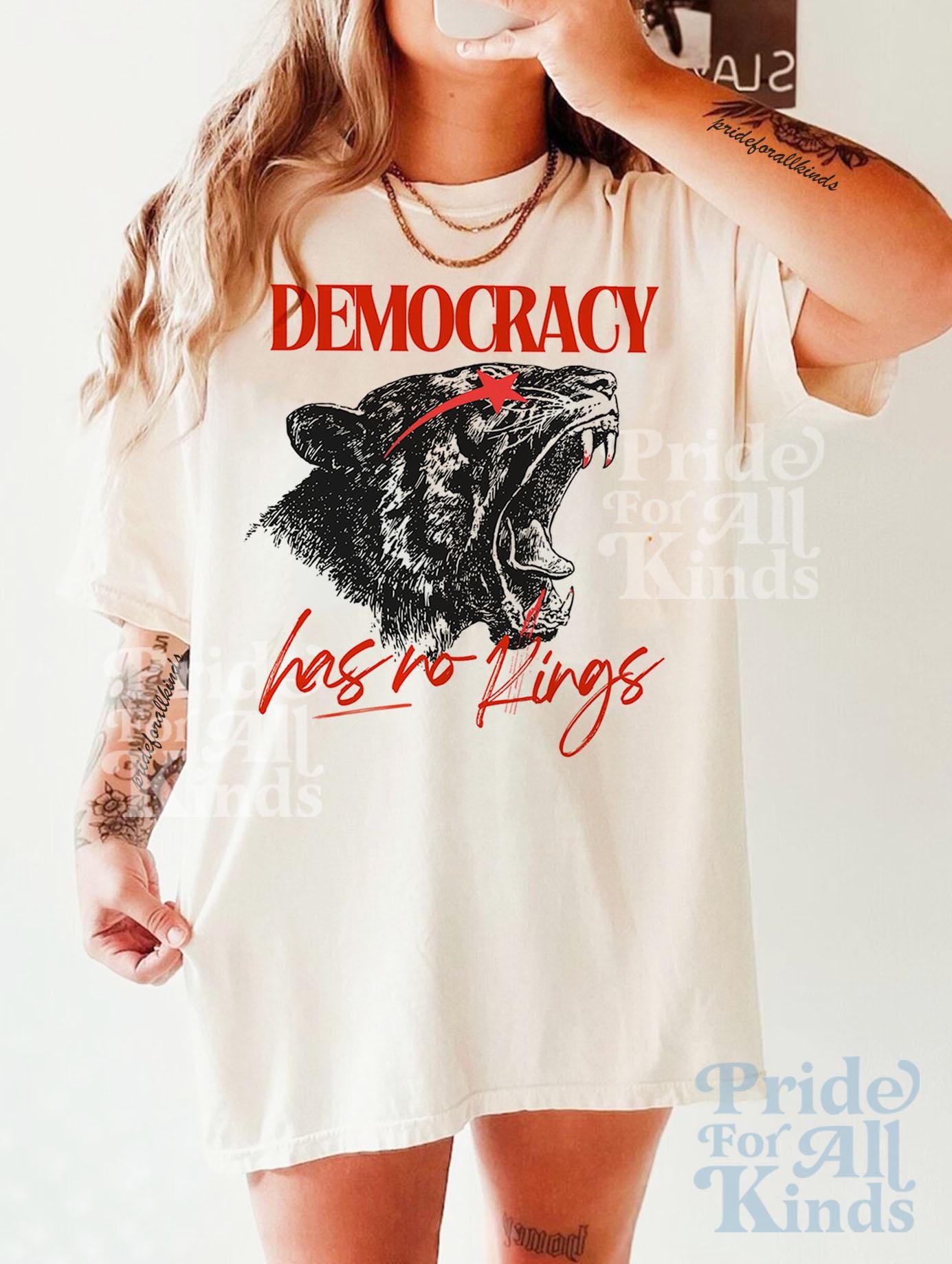 Democracy has no kings | no kings no masters | vive la resistance | anti capitalist | anti fascism | liberal | social justice | leftist