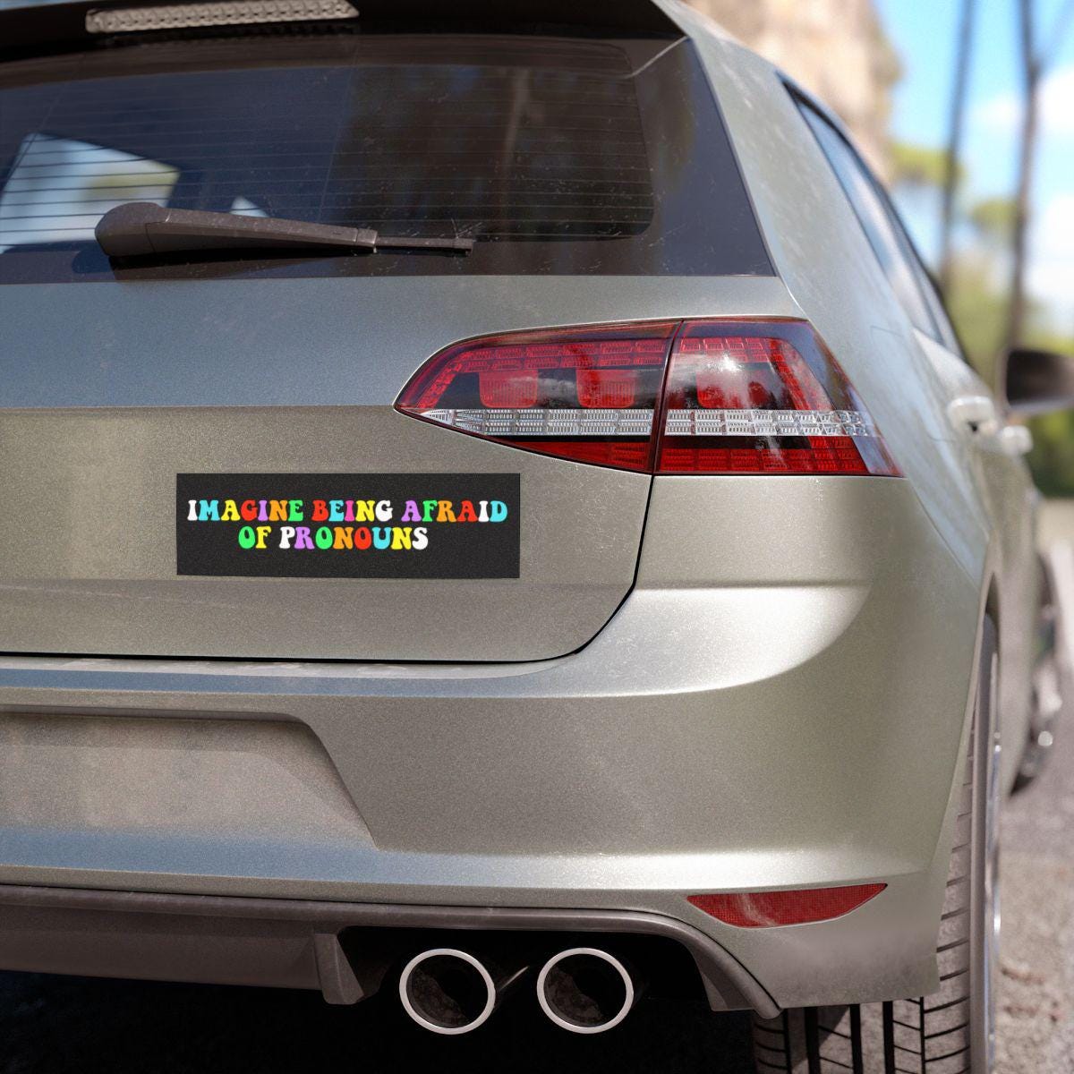 Imagine being afraid of pronouns car magnet or sticker | nonbinary gifts | nonbinary sticker | nonbinary parent | trans sticker | enby | ftm