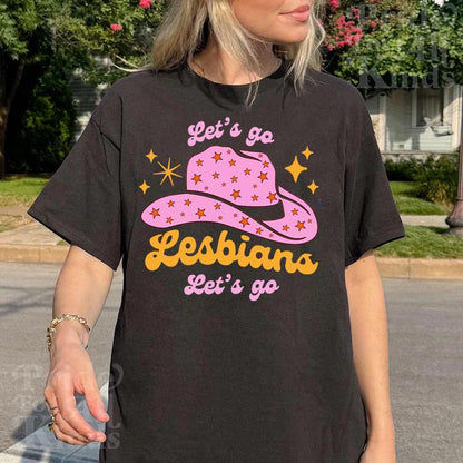 let's go lesbians let's go | lesbian pride shirt | lesbian cowboy | lesbian top | lesbian fashion | funny lesbian shirt | sapphic pride |