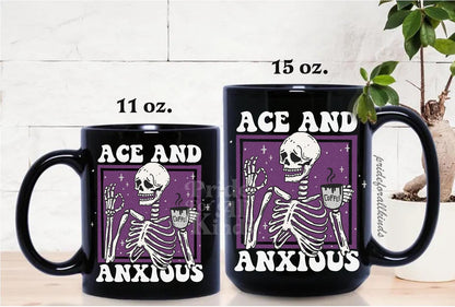 Ace and anxious mug | asexual mug | asexual gifts | aroace pride | lgbt pride mug | ace pride mug | ace pride gift | funny asexual | anxiety