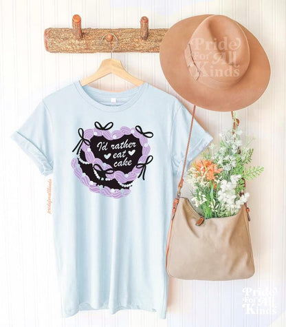 asexual | i'd rather eat cake | asexual pride | subtle asexual merch | asexual pride | aroace | asexual tshirt | subtle pride | aromantic